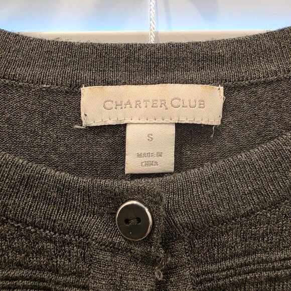 Charter Club Gray Button Up Sweater - Picture 3 of 3